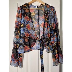 BCBGeneration Sheer Wrap Top Sz XS Y2K Fairy Whimsigoth Festival Phoebe
